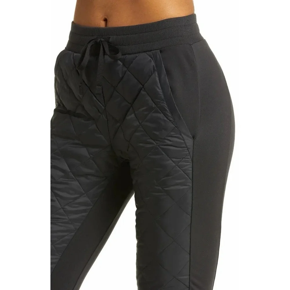 ALO Yoga Airbrush Winter Warm‎ High-Waist Moto Puffer Pant Jogger Black XXS